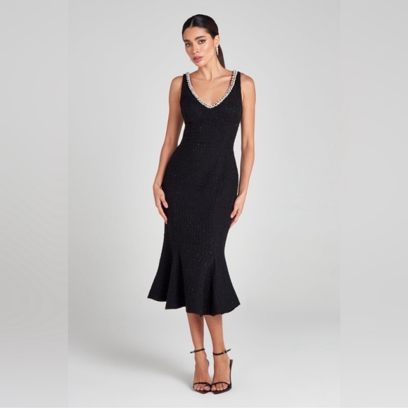 Nadine Merabi Penelope Tweed Dress Pearl accent - Picture 2 of 9